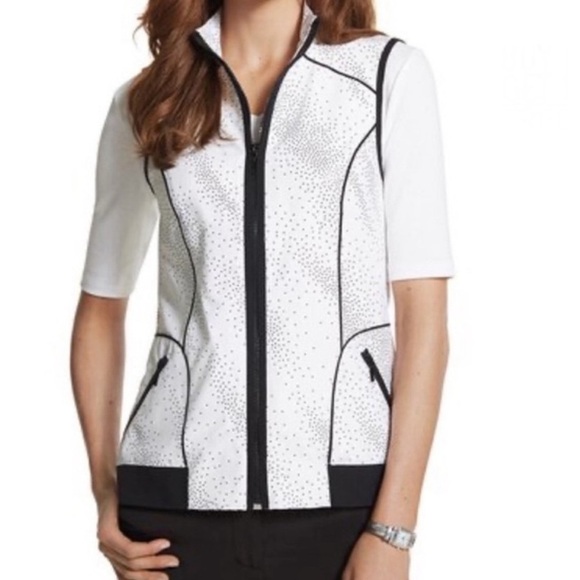 Chico’s ZENERGY Neema Travel Contrast Trim Zip-Up Vest - Picture 1 of 9